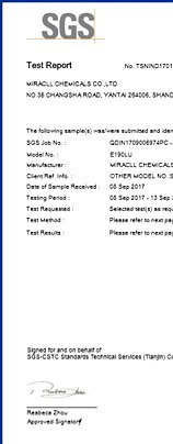 SGS test report on TPU raw material, page 1