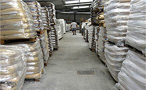 Raw material warehouse aisle